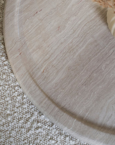 Cira White Wood Marble Platter
