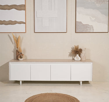 Fioren TV Unit with White Wood Marble Top