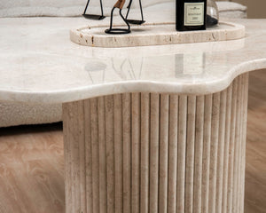 Domu Beige Marble Coffee Table side view