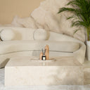 Rectangular beige marble coffee table for modern living room