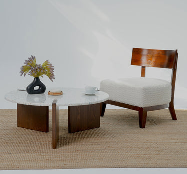 Elvia terrazzo coffee table with painted beech wood base