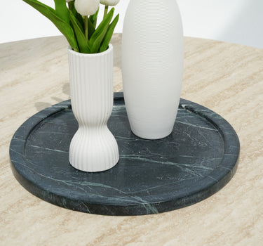 Fia round spider green marble platter with recessed centre