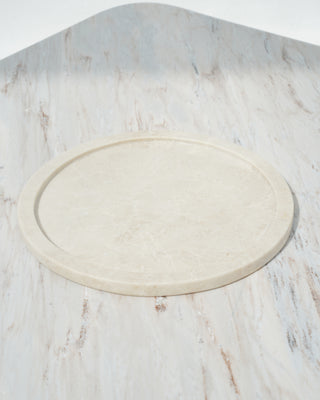 Juno round crema marble platter with recessed centre