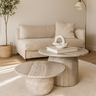 Lorvia white wood marble coffee table set