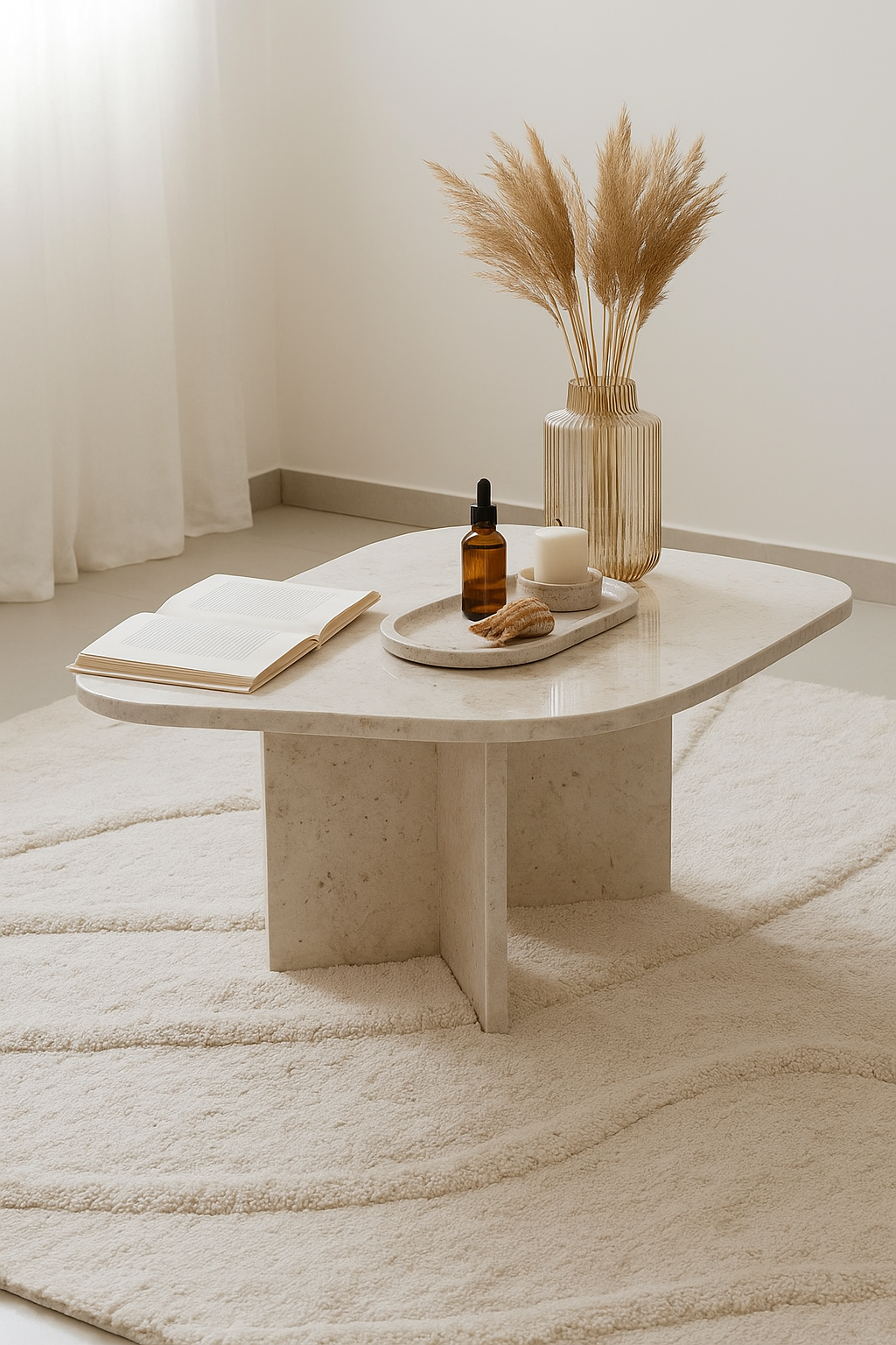Lovia Beige Marble Coffee Table