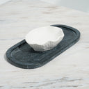 Lumi oval spider green marble platter with recessed centre