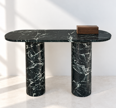 Even Spider Green Marble Console Table