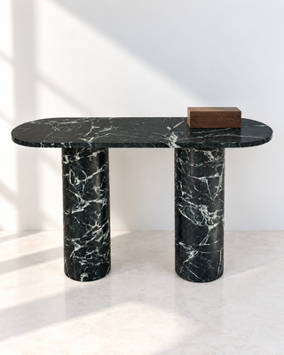 Even Spider Green Marble Console Table
