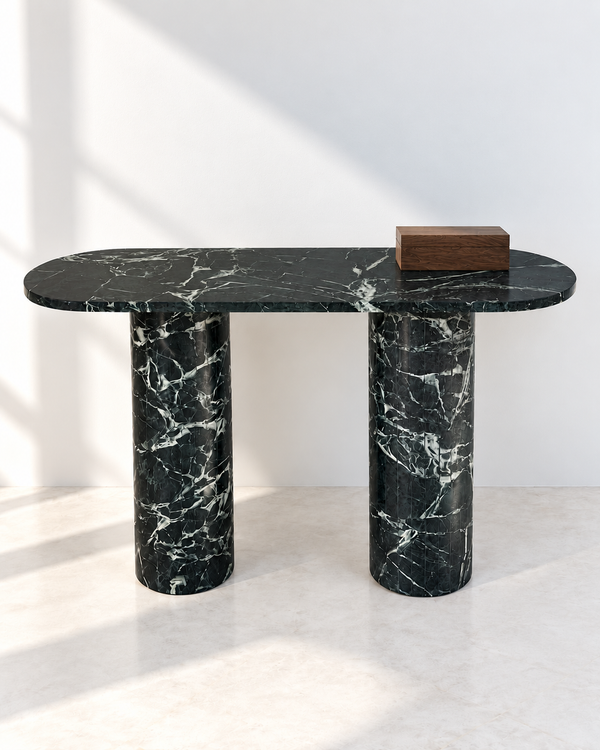 Even Spider Green Marble Console Table