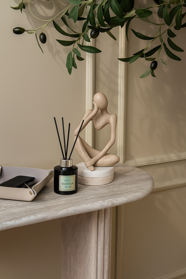Mira White Wood Marble Console
