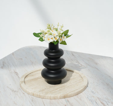 Nell round travertine marble platter with