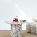 Noris marble coffee table with fluted marble base