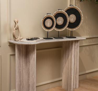 Roma White Wood Marble Console Table