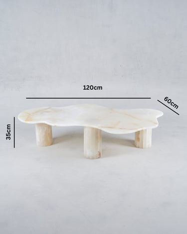 Modern white onyx coffee table for luxury living room