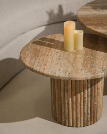 Silvoro travertine marble coffee table set