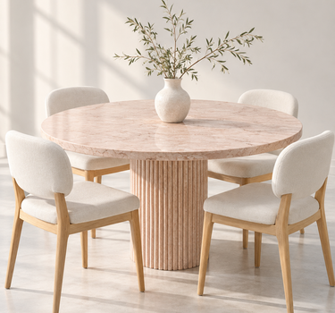 Riona Roselia Pink Marble Dining Table