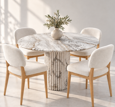 Kenmare White Volakas Marble Dining Table