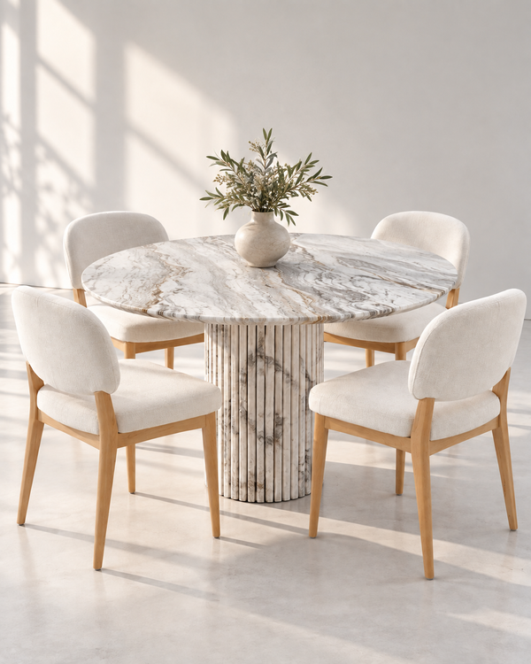 Kenmare White Volakas Marble Dining Table