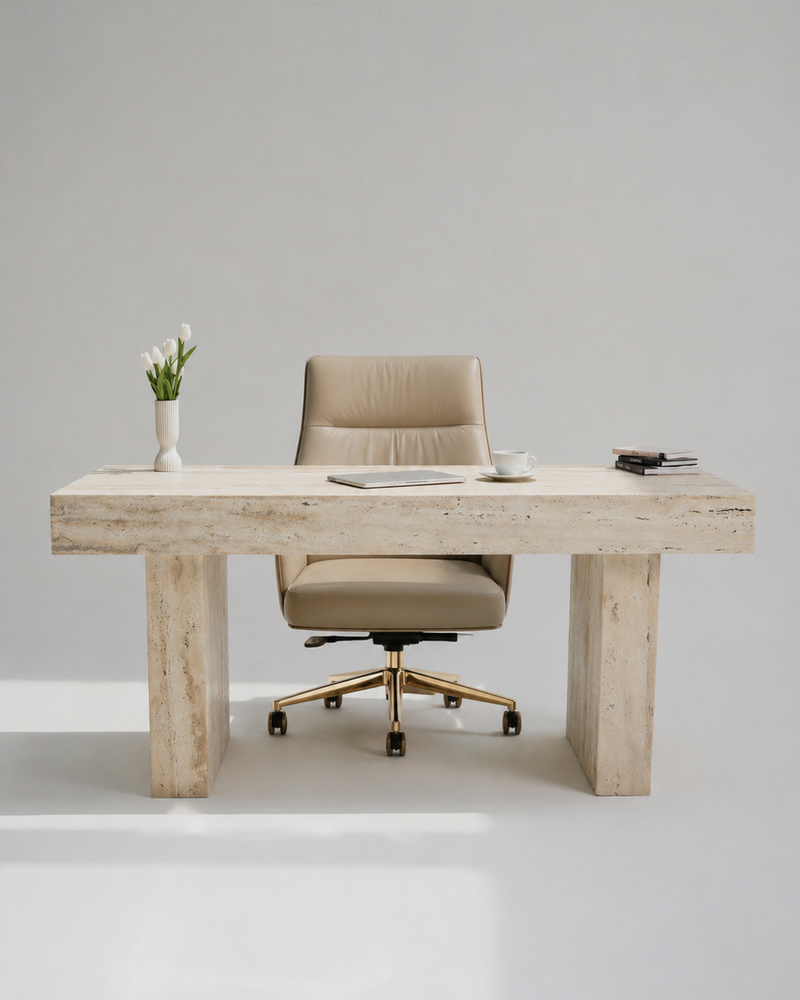 Lumora Italy Travertine Marble Desk