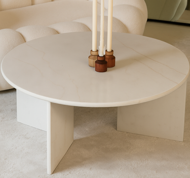 Vera Quartz White Marble Coffee Table