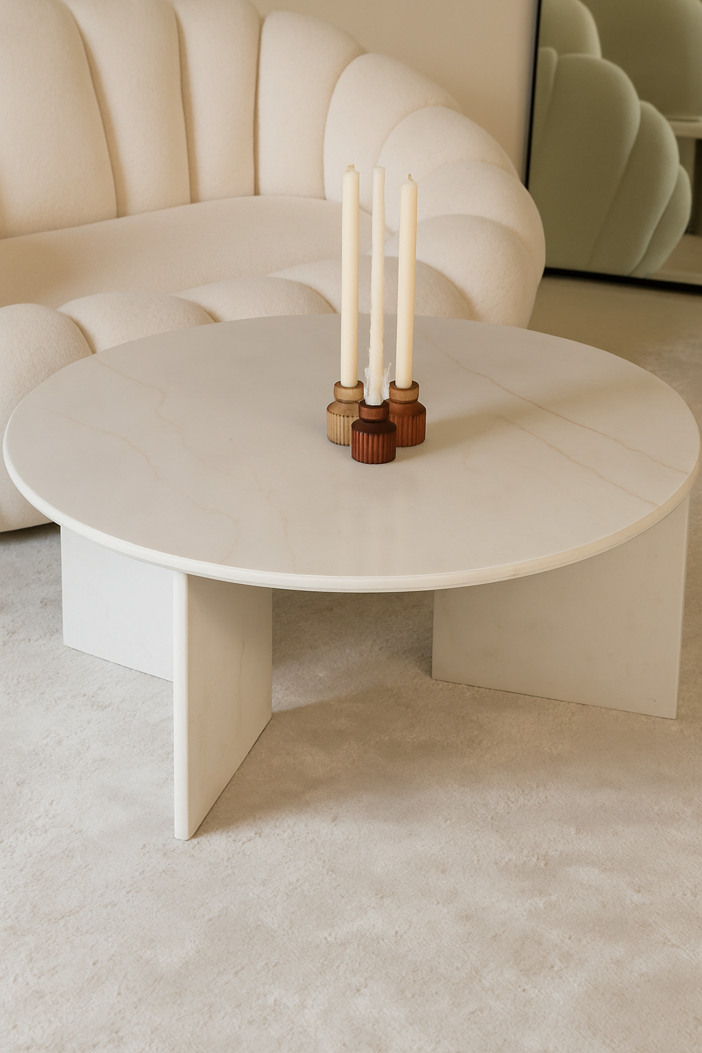 Vera Quartz White Marble Coffee Table