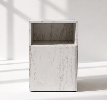 Alira Greek Calacatta Marble Side Table with Drawer