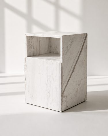 Alira Greek Calacatta Marble Side Table with Drawer
