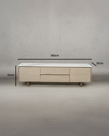 Alvero TV Unit with Volakas Marble Top