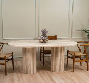 Athia Travertine Marble Dining Table