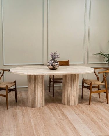 Athia Travertine Marble Dining Table