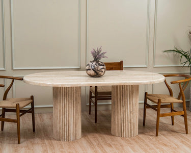 Athia Travertine Marble Dining Table