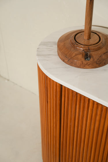 Aurento White Volakas Top Wooden Base Buffet Table