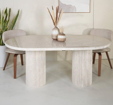 Auri Beige Marble Dining Table