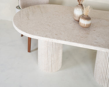 Auri Beige Marble Dining Table