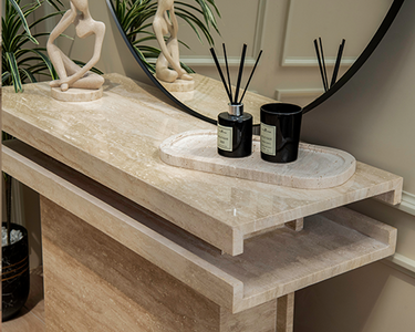 Auri Travertine Marble Console Table
