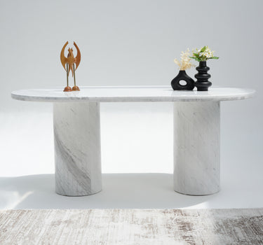 Averis White Volakas Dining Table