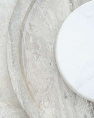 Beatrix White wood Marble Platter