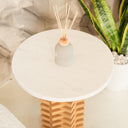 Bosco Volakas Marble Top Beech Wooden Base Side Table