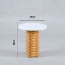 Bosco Volakas Marble Top Beech Wooden Base Side Table