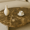 oval Brown Marble Coffee Table