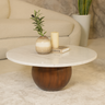 Cala Wooden Base With Volakas Marble Coffee Table