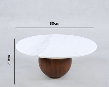 Cala Wooden Base With Volakas Marble Coffee Table