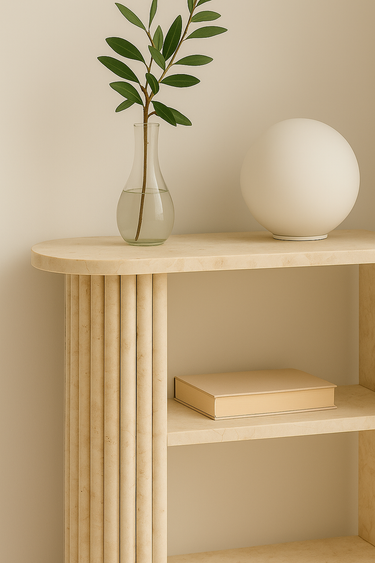 Dina Beige Marble Corner Console Table