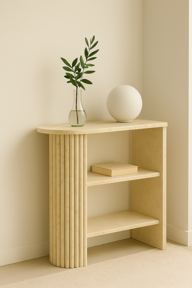 Dina Beige Marble Corner Console Table