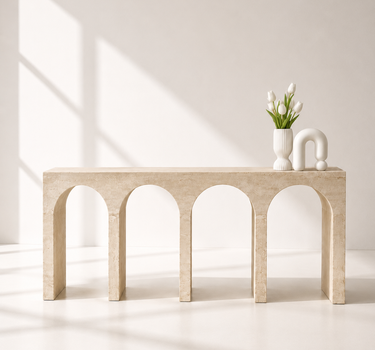Dorothea Travertine Console Table