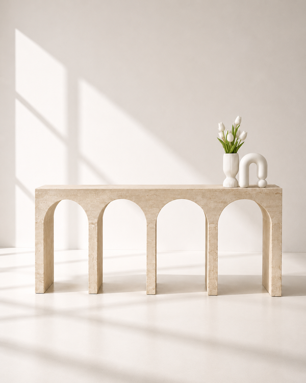 Dorothea Travertine Console Table