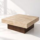 Elmsworth Travertine Coffee Table, angled view
