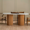Elora Wooden Base and Volakas Marble Dining Table