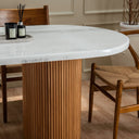 Elora Wooden Base and Volakas Marble Dining Table