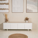 Fioren TV Unit with White Wood Marble Top